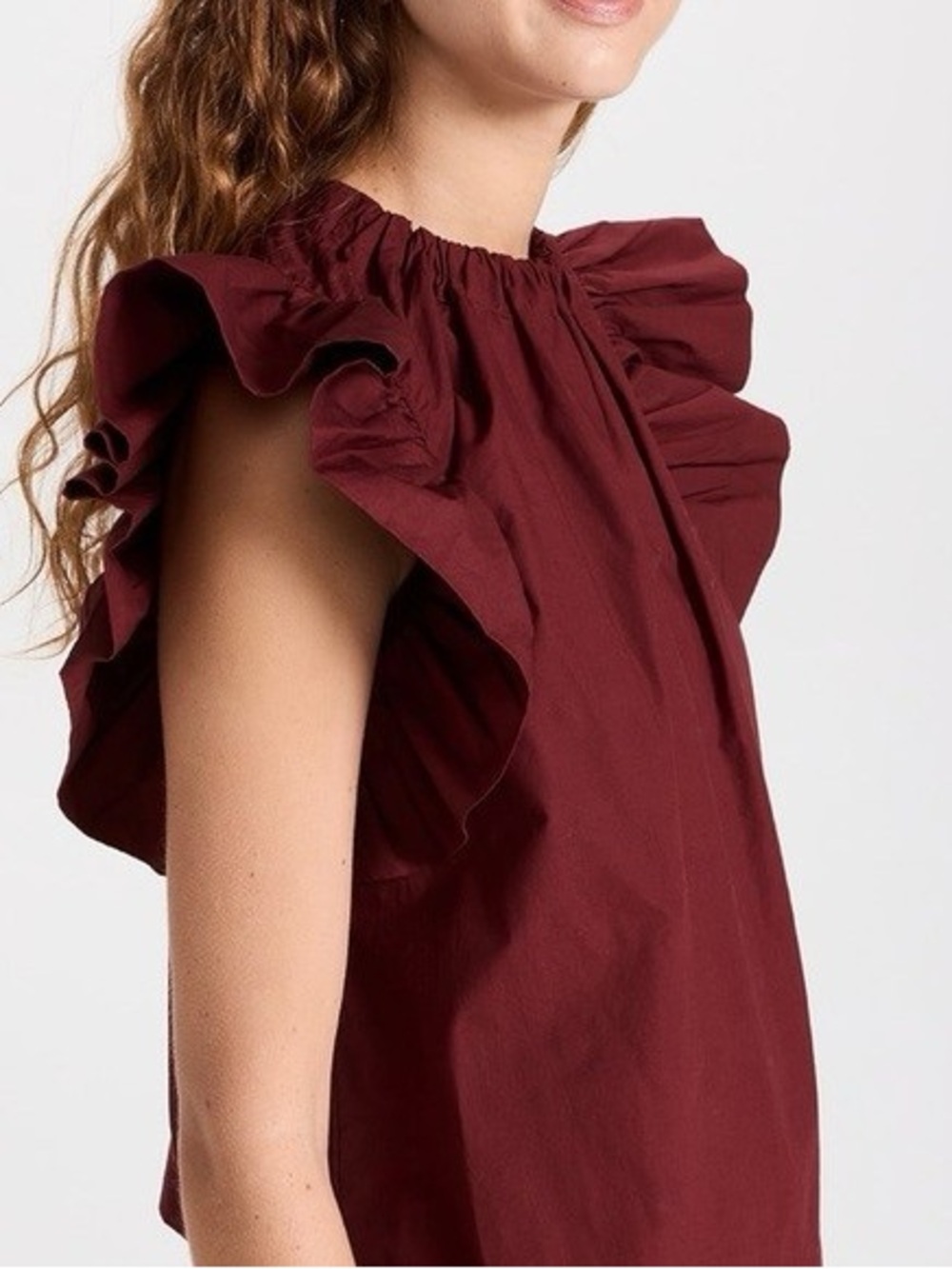 NWT ❤️ Ulla Johnson Ruffled Sleeve Sleeveless Top in Burgundy